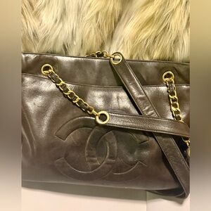 Chanel Vintage 90s Dark Brown lambskin Leather timeless bag w doublesided CCs.
